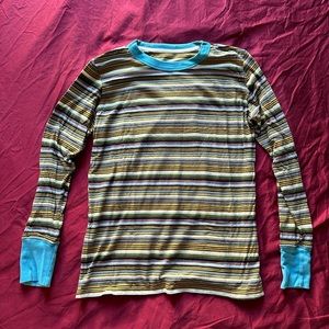 Big Bud Press Long Sleeved Stripe Tee - Blue Crush - size Small (unisex)